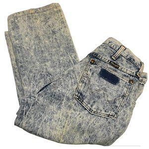 Vintage 80s Wrangler Woman’s Sz 13 High Waisted Mom Jeans Acid Wash USA Straight
